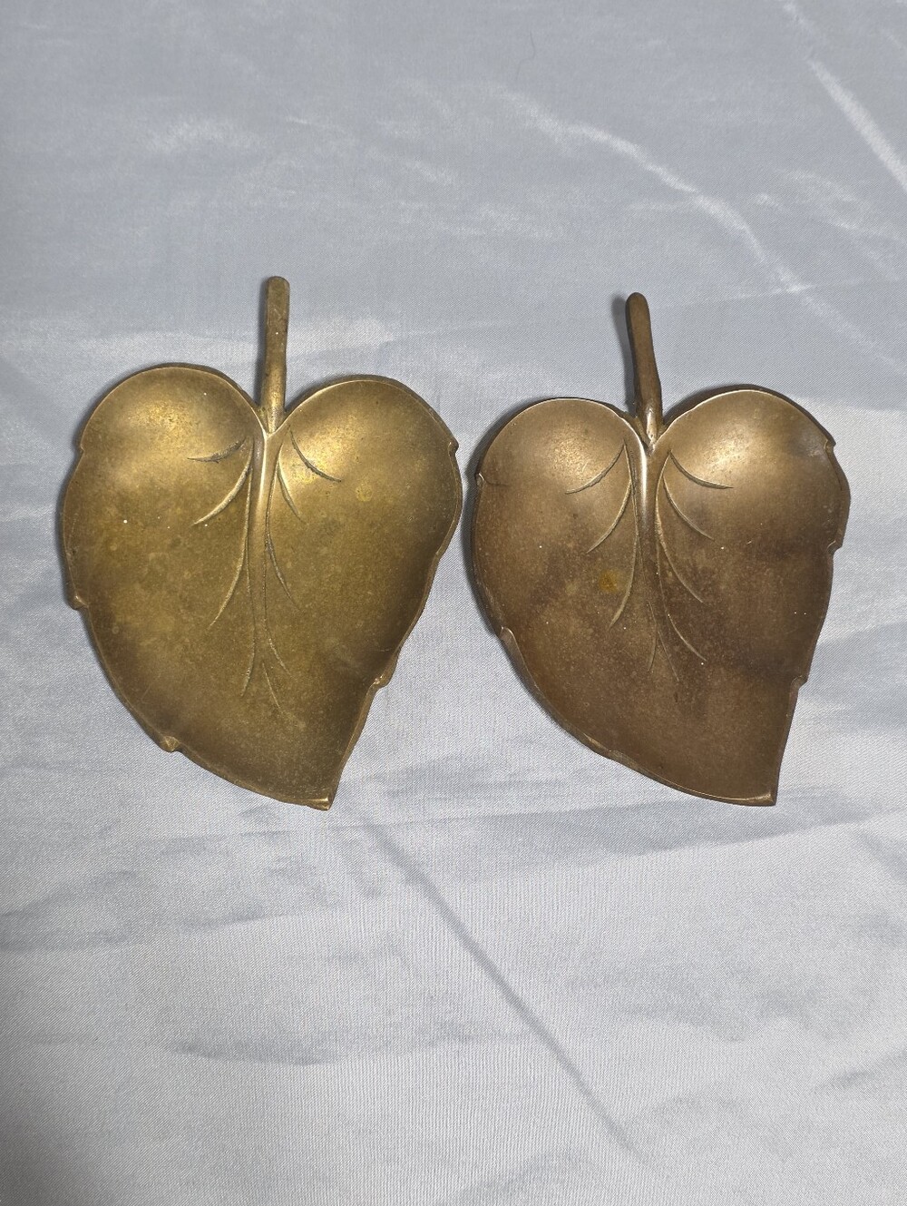 Vintage Brass Leaf Trinket Dishes Set of 2 Made in India